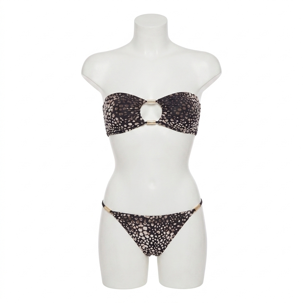 NEW STEVE MADDEN cutout bandeau beads bikini top in taupe